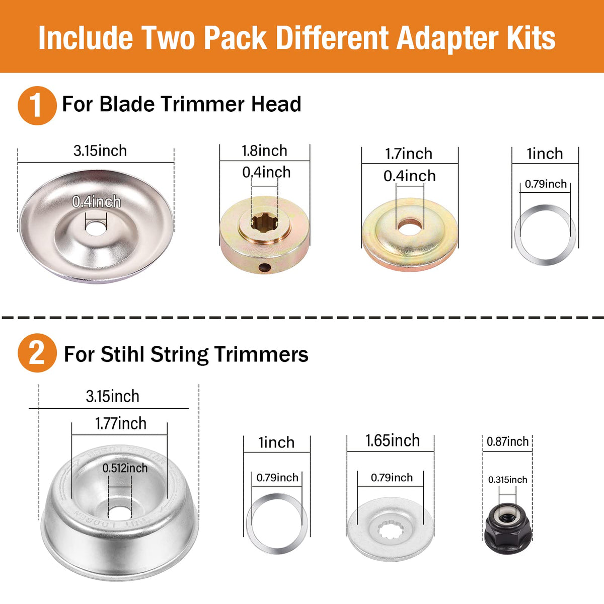 Barafat adapter kit included with washers and wrenches for quick setup.