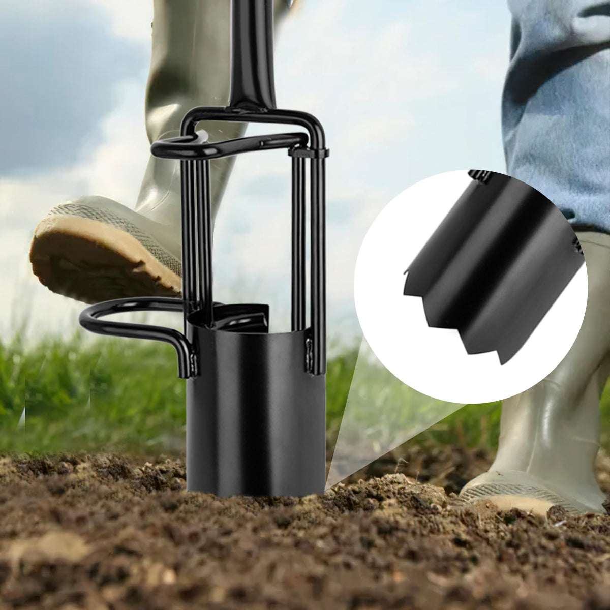 BARAYSTUS bulb planter with double pedal reduces hand strain during planting.