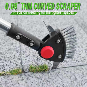 BARAYSTUS curved scraper targeting tight gaps in paving