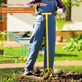 BARAYSTUS Garden Claw Tiller in action penetrating soil smoothly for turning
