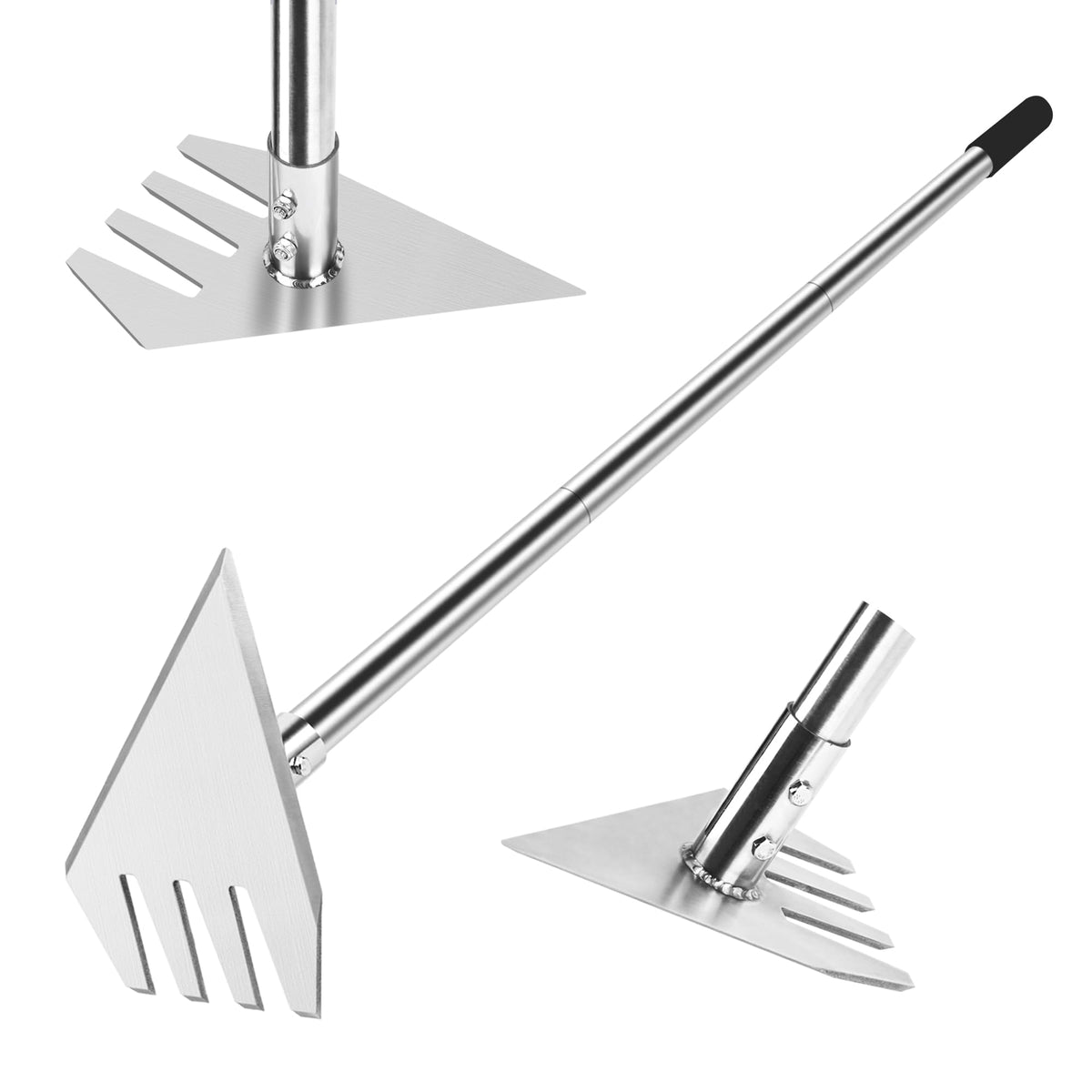 BARAYSTUS garden hoe blade close-up showing sharp stainless edge for tough soil