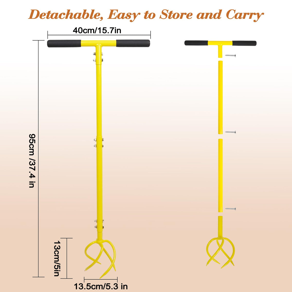 BARAYSTUS Garden Tiller with long 16in handle reduces digging effort