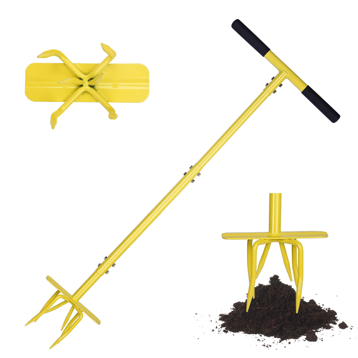 BARAYSTUS hand tiller with steel claw for easy soil loosening in beds.
