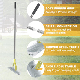 BARAYSTUS Thatch Rake 19 curved tines for thorough thatch removal