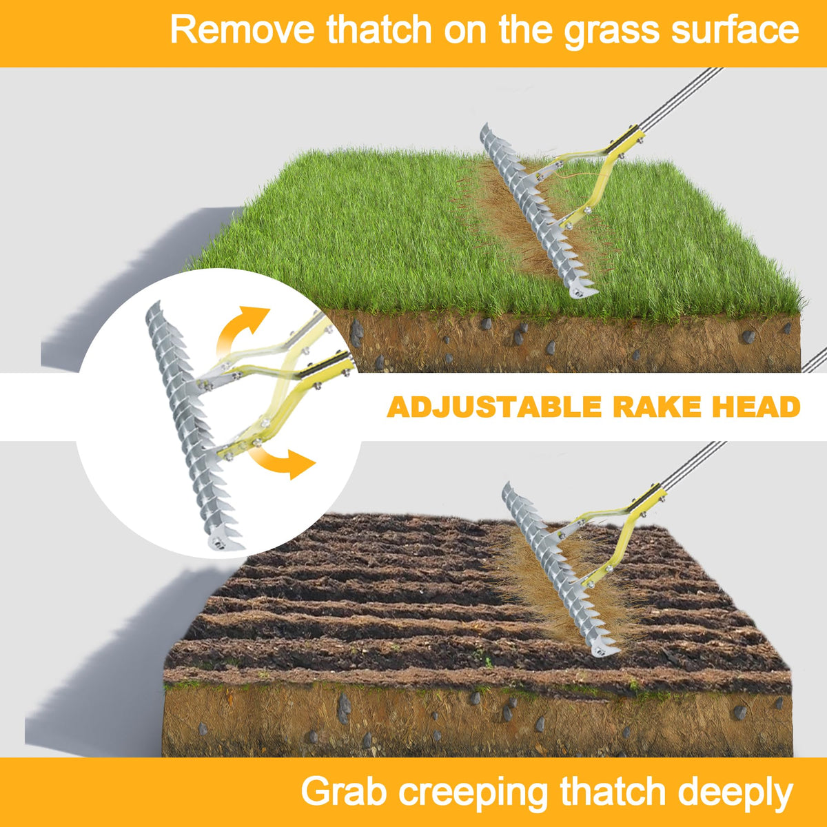 BARAYSTUS Thatch Rake disassembles for easy storage and transport