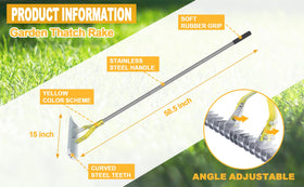 BARAYSTUS Thatch Rake two-sided tines for cleaning and soil loosening
