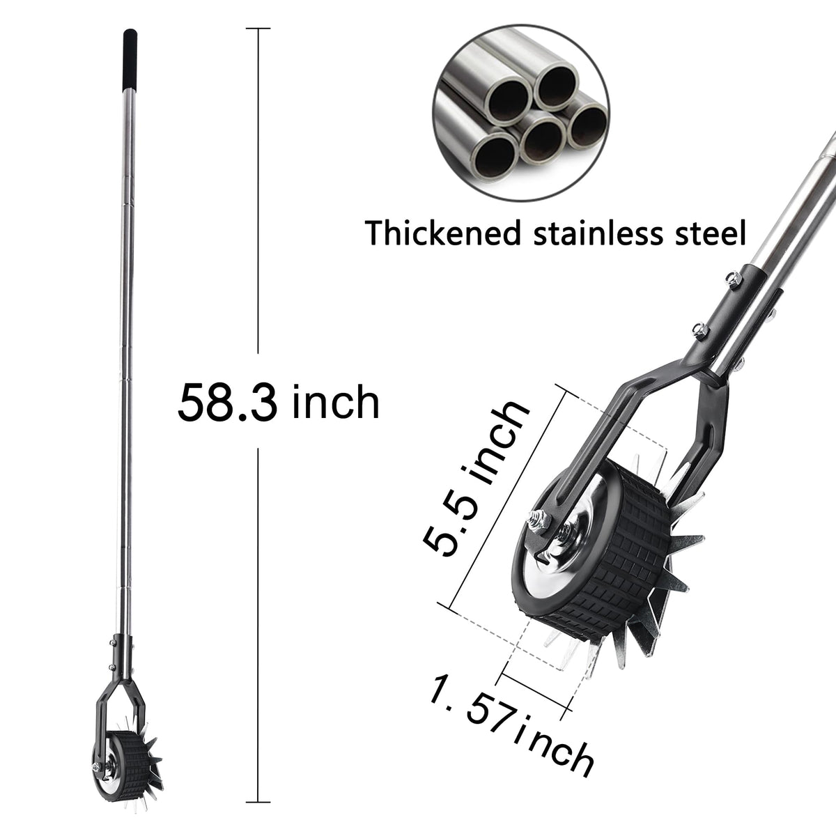 BARAYSTUS Wheel Rotary Edger trims grass border around flower beds