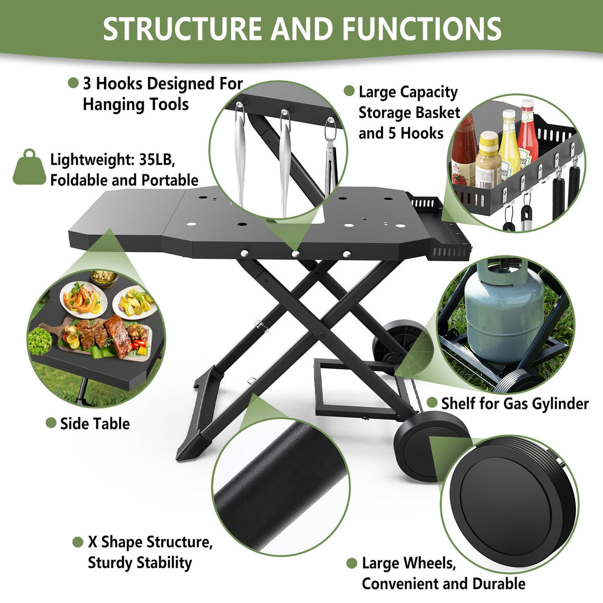 Barbqtime gas cylinder rack stores a 20 lb tank securely