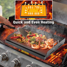 Barbqtime grease-trough design reduces flare-ups during high-heat grilling.