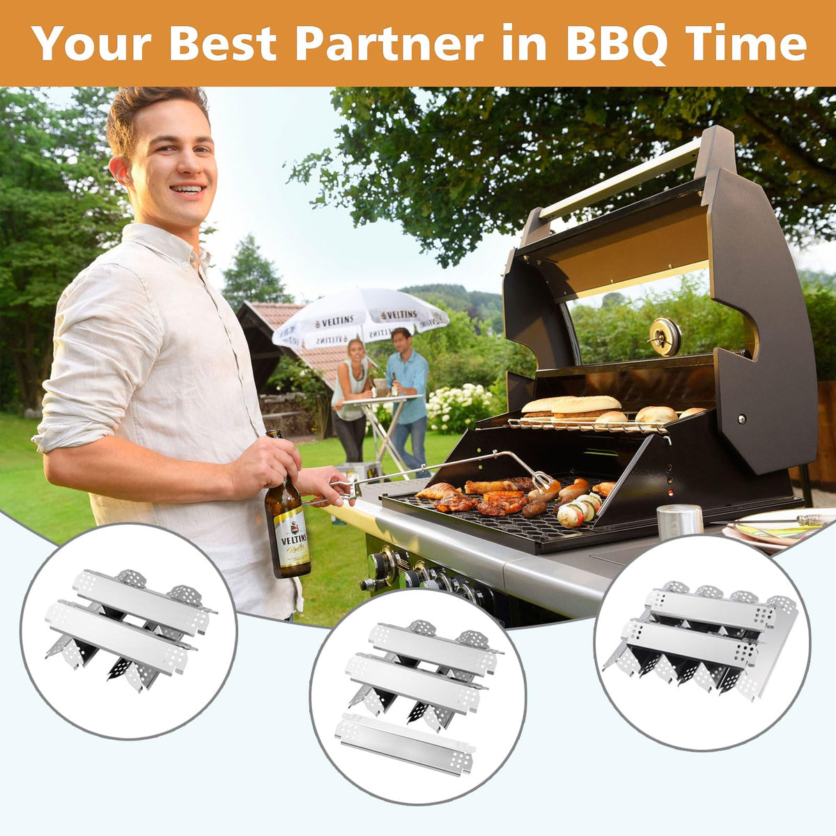 Barbqtime Nexgrill packaging includes heat plates and essential components.