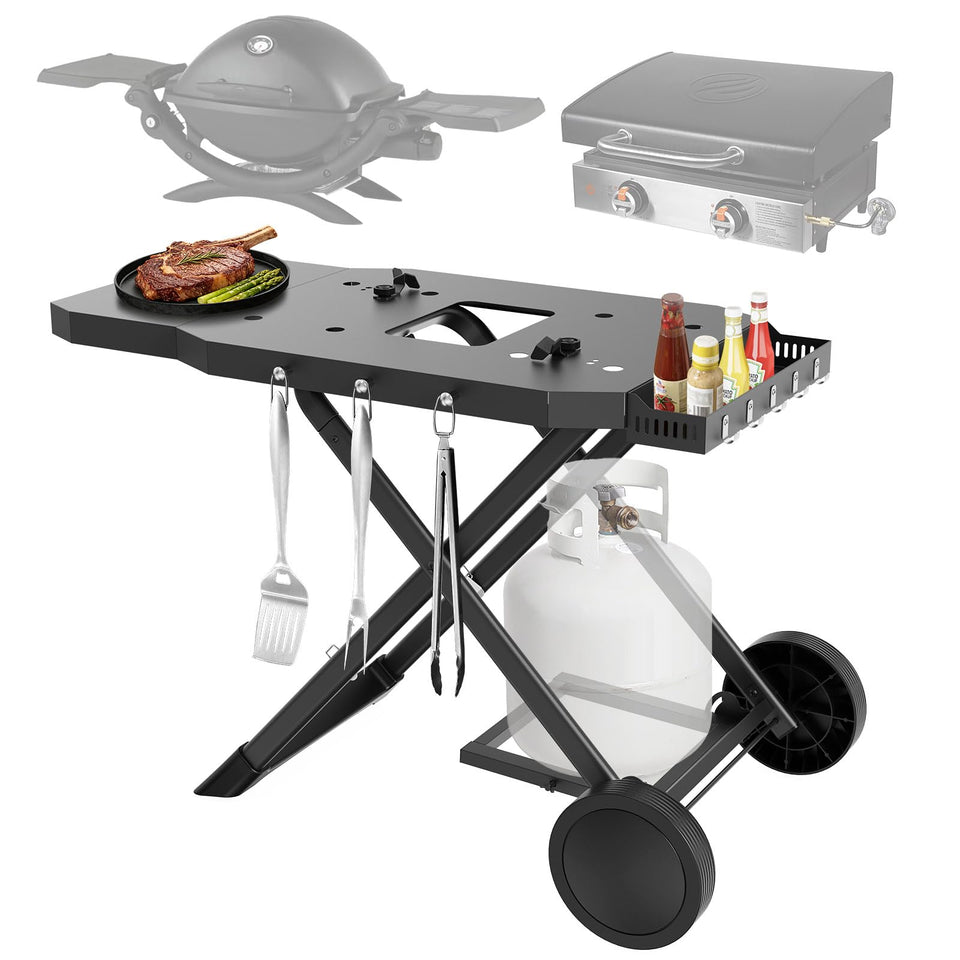 Barbqtime portable grill cart compatibility with Blackstone griddles for backyard grilling