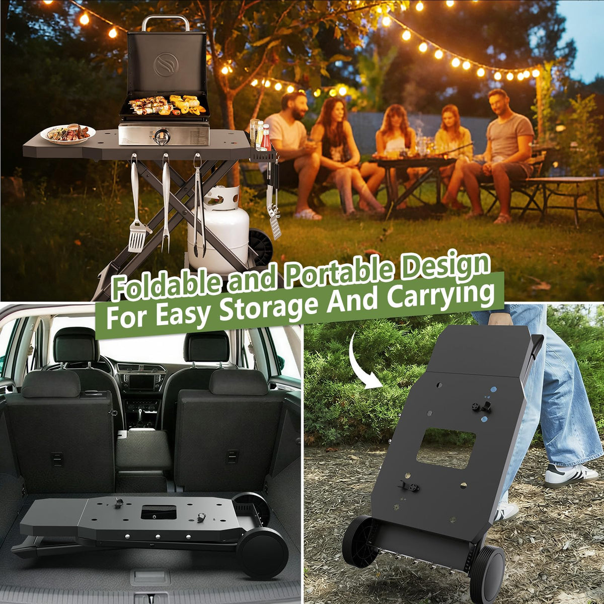 Barbqtime built in wheels for quick repositioning on deck or yard