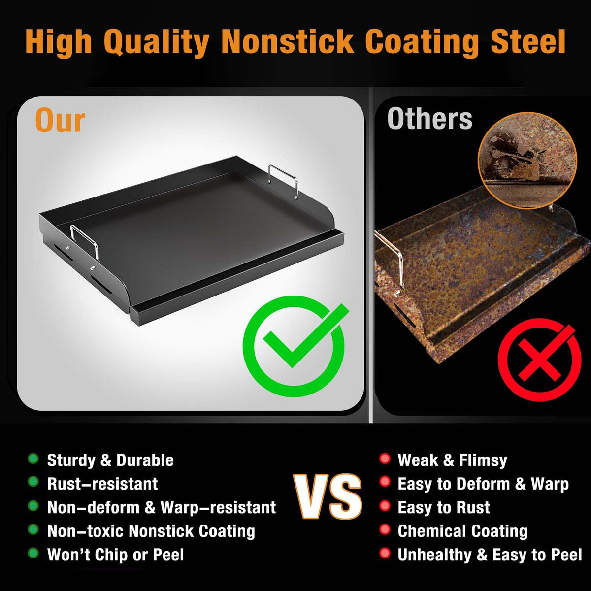 Barbqtime removable-handles griddle for easy transport and repositioning.