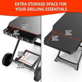 Barbqtime cart being rolled on patio with smooth wheels