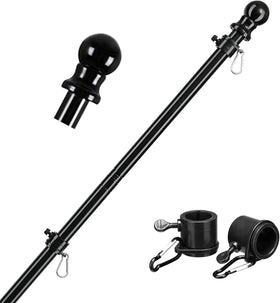 Barcetine black flag pole for outdoor use with 5 ft height and durability