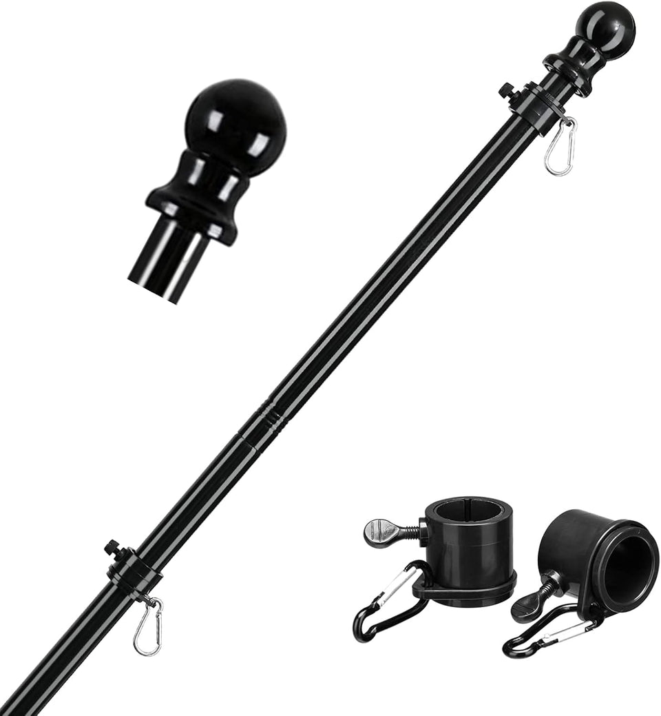 Barcetine black flag pole for outdoor use with 5 ft height and durability