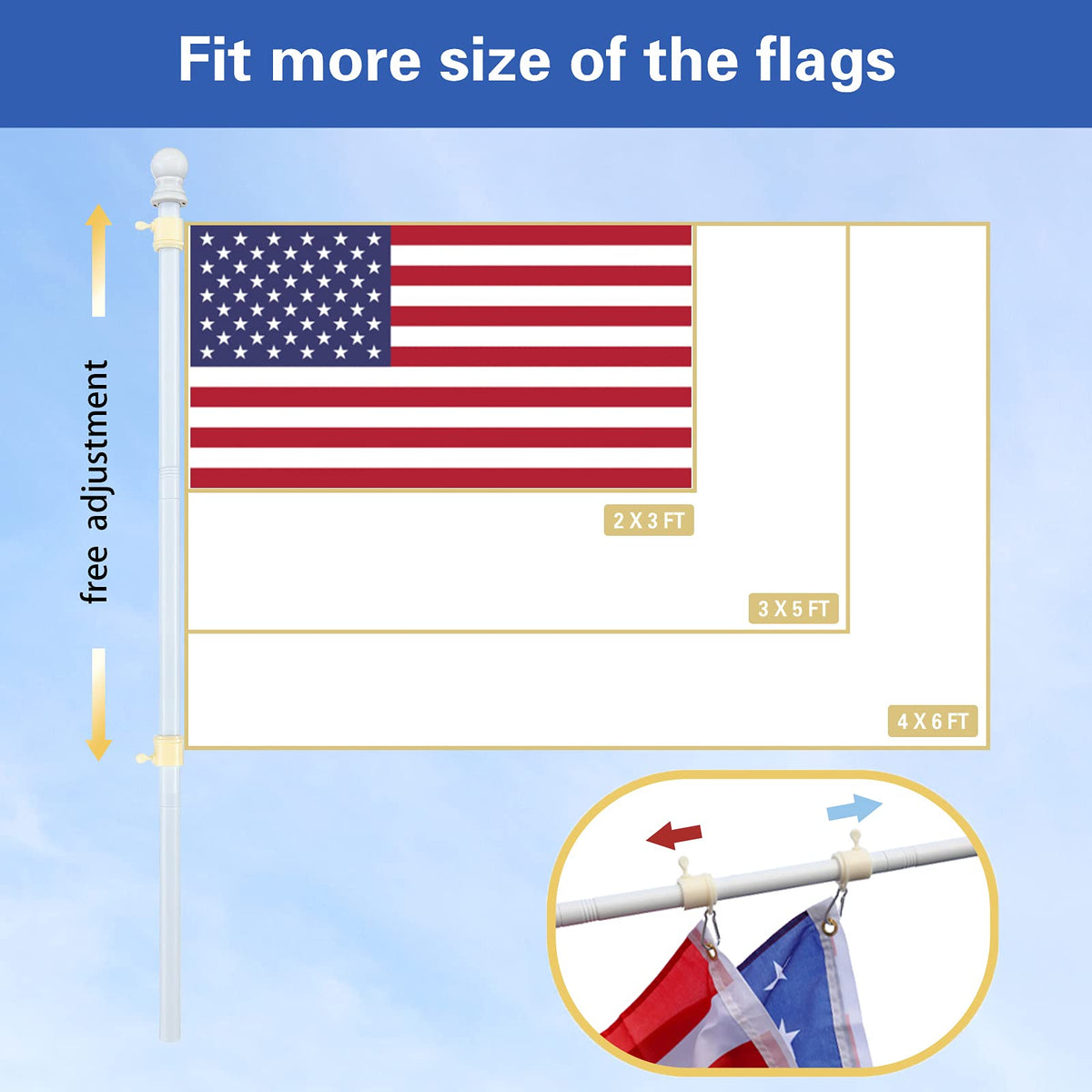 Barcetine flag pole features 1-inch diameter stainless steel for sturdy outdoor performance.