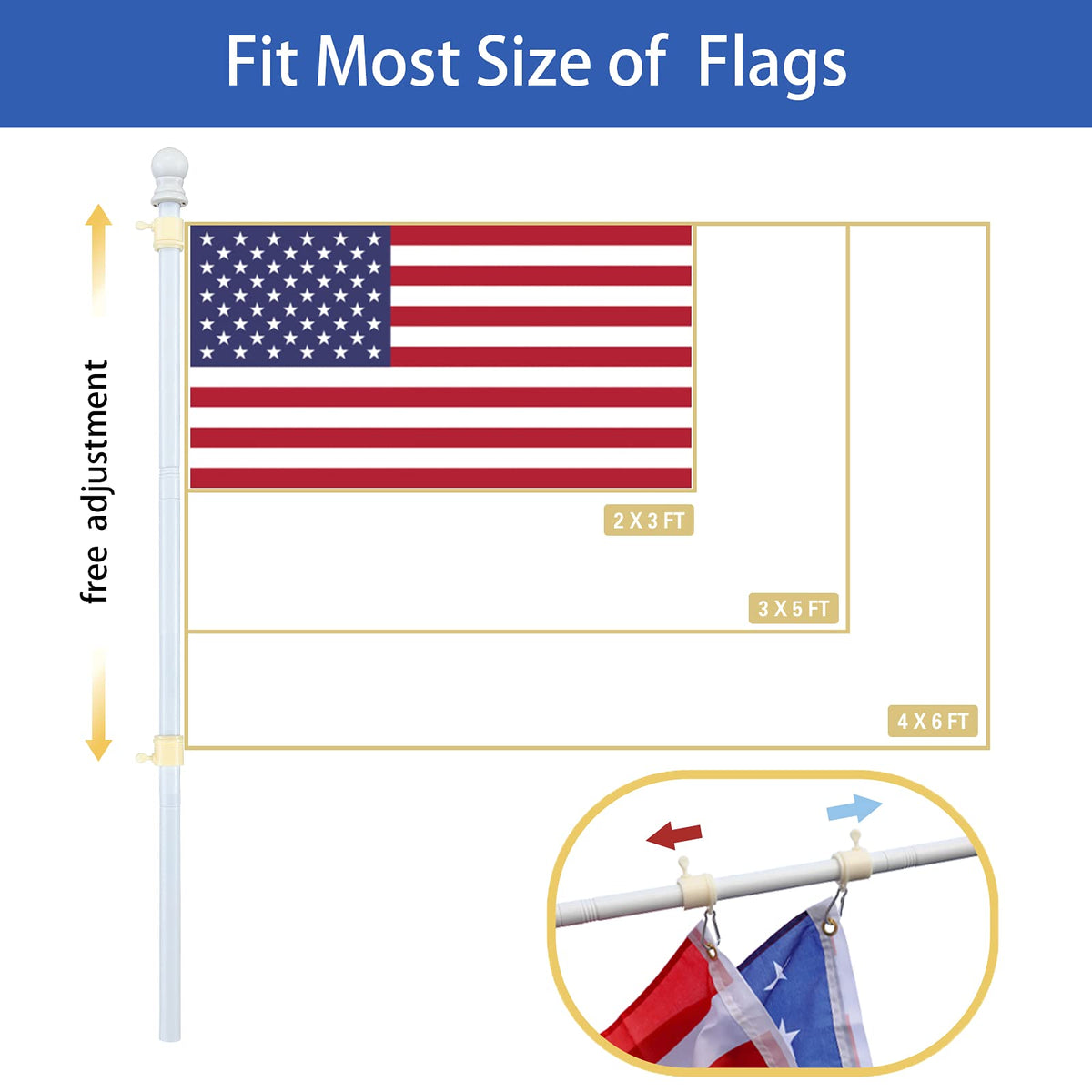 Barcetine flag pole extension poles offering adjustable height for displays.