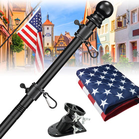 Barcetine flag pole kit with 3x5 US flag—outdoor porch display
