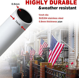 Barcetine flag pole with tangle free rotating rings for smooth flags.