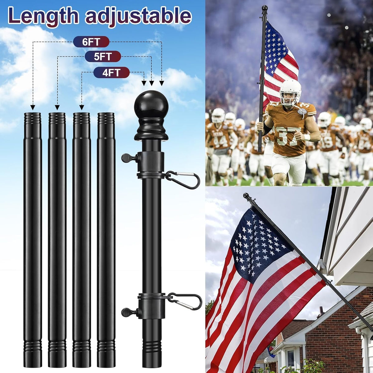 Barcetine heavy-duty metal flagpole for outdoor durability and long life.