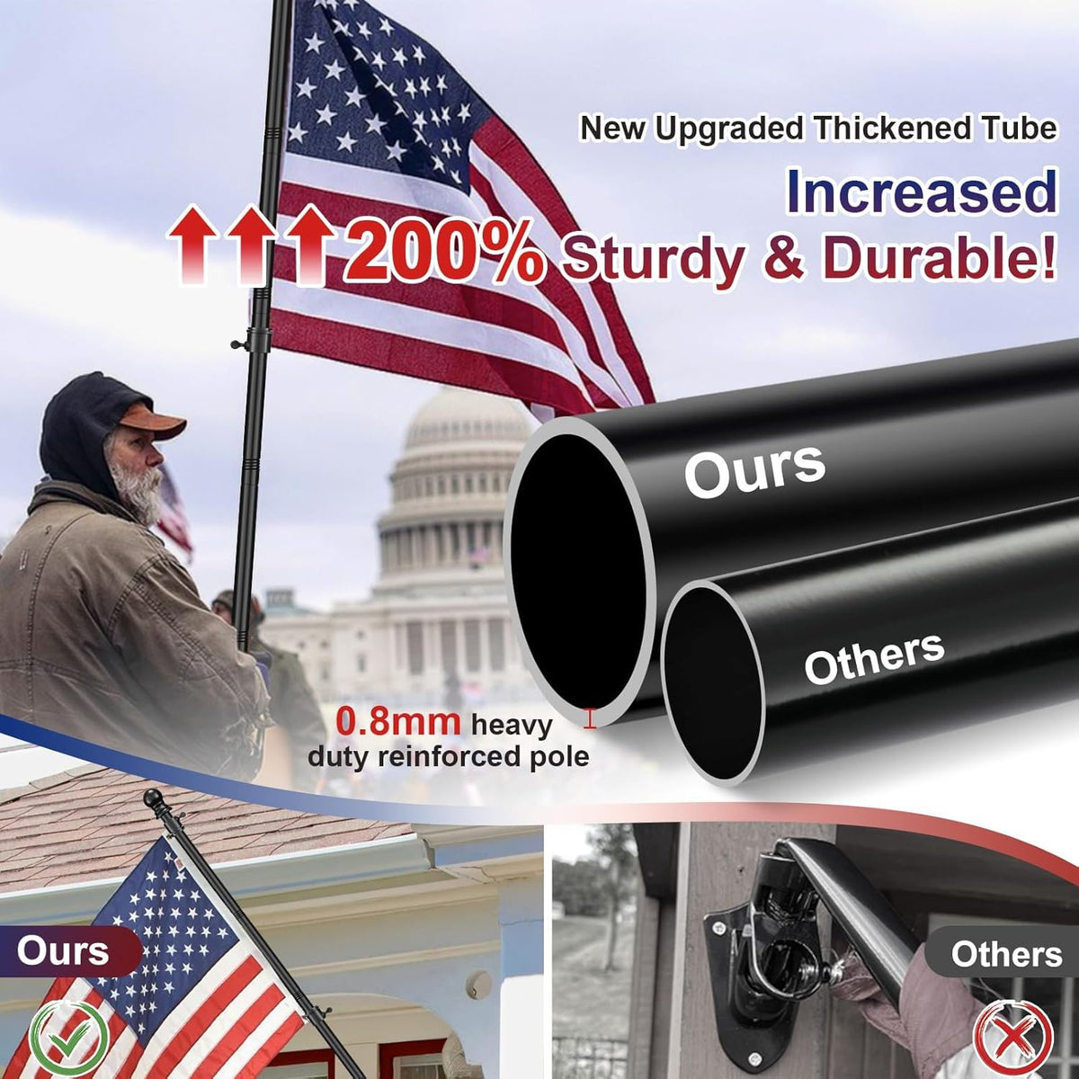 Barcetine residential porch flag pole ideal for home displays.