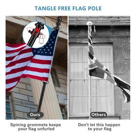 Barcetine rotating anti-wrap flag pole keeps flags unfurled without tangling.