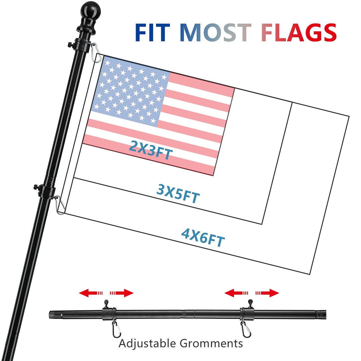 Barcetine sturdy 1-inch flag pole withstands all weather.