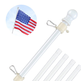 Barcetine white flag pole 5ft for outdoor use, sturdy and rust resistant.