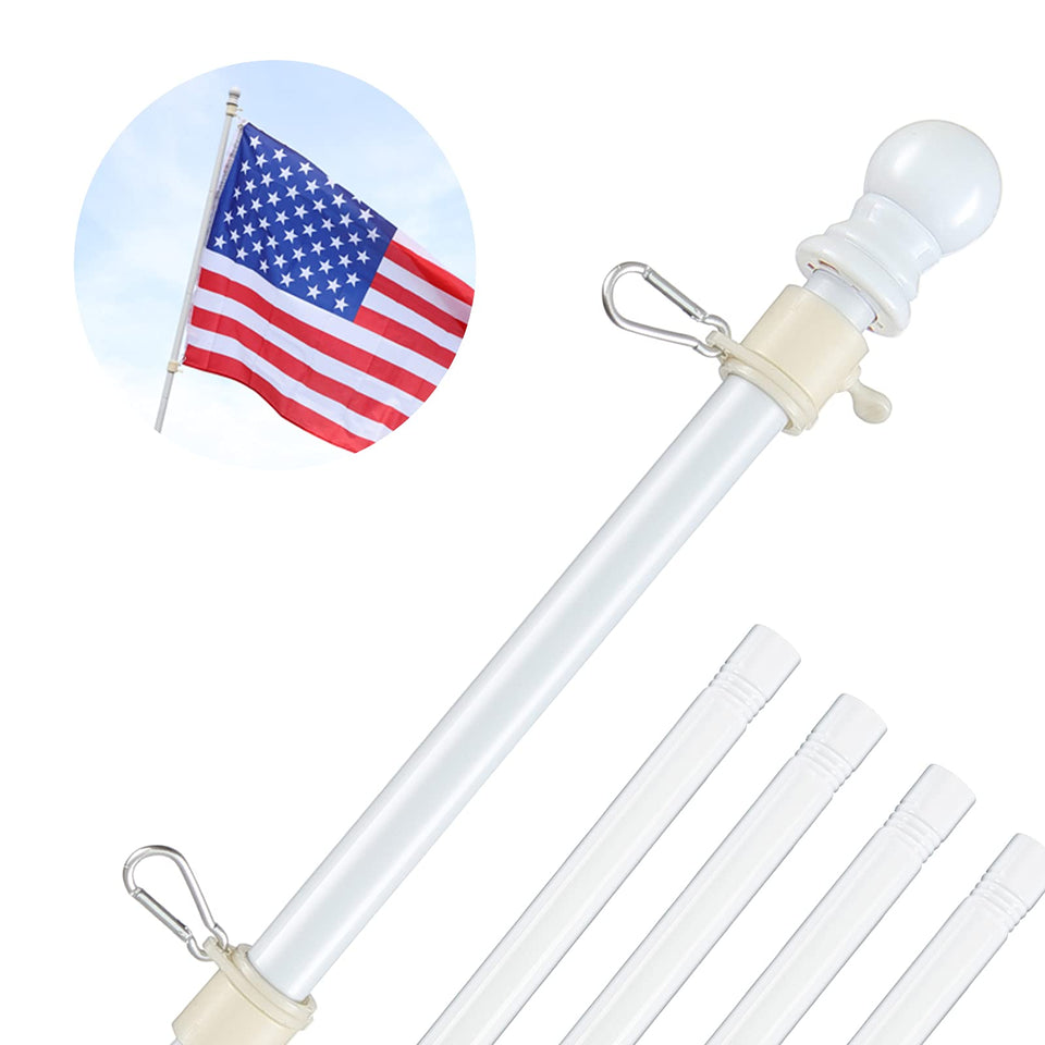 Barcetine white flag pole 6ft ready for outdoor use with durable stainless steel construction.