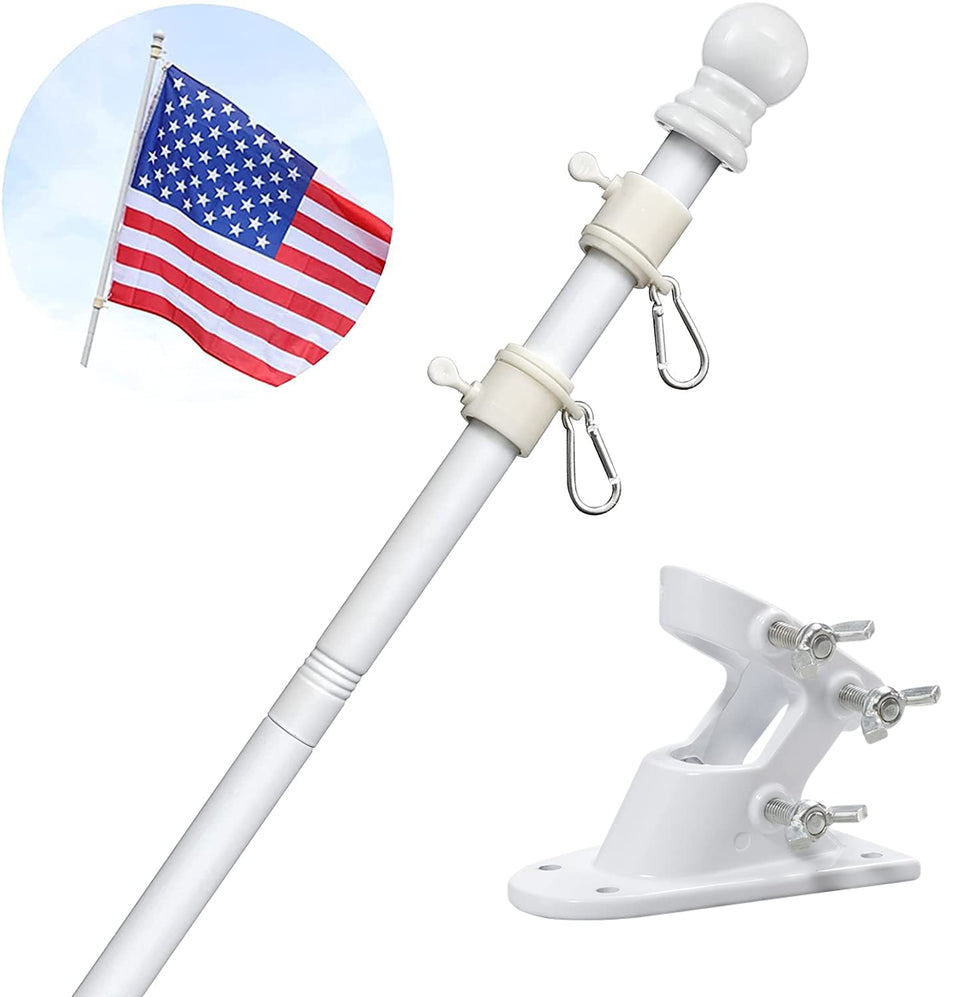 Barcetine white flag pole with ball topper for a polished home exterior.