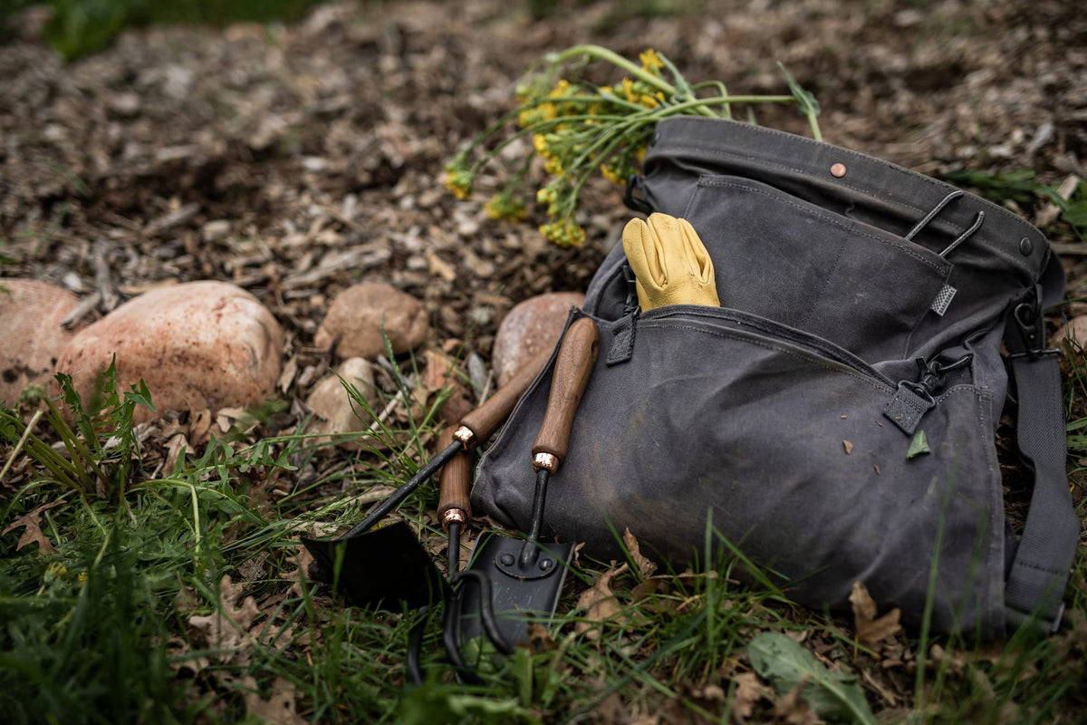 Barebones harvesting bag compact storage aids easy transport and storage.