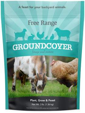 Barenbrug Free Range GroundCover Seed Mix bag highlights diverse greens for poultry forage.