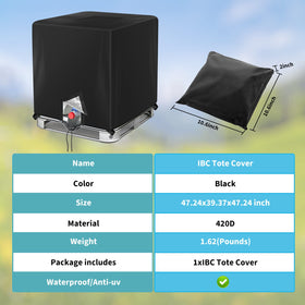 Barlic IBC tote cover easy storage and one-person setup.