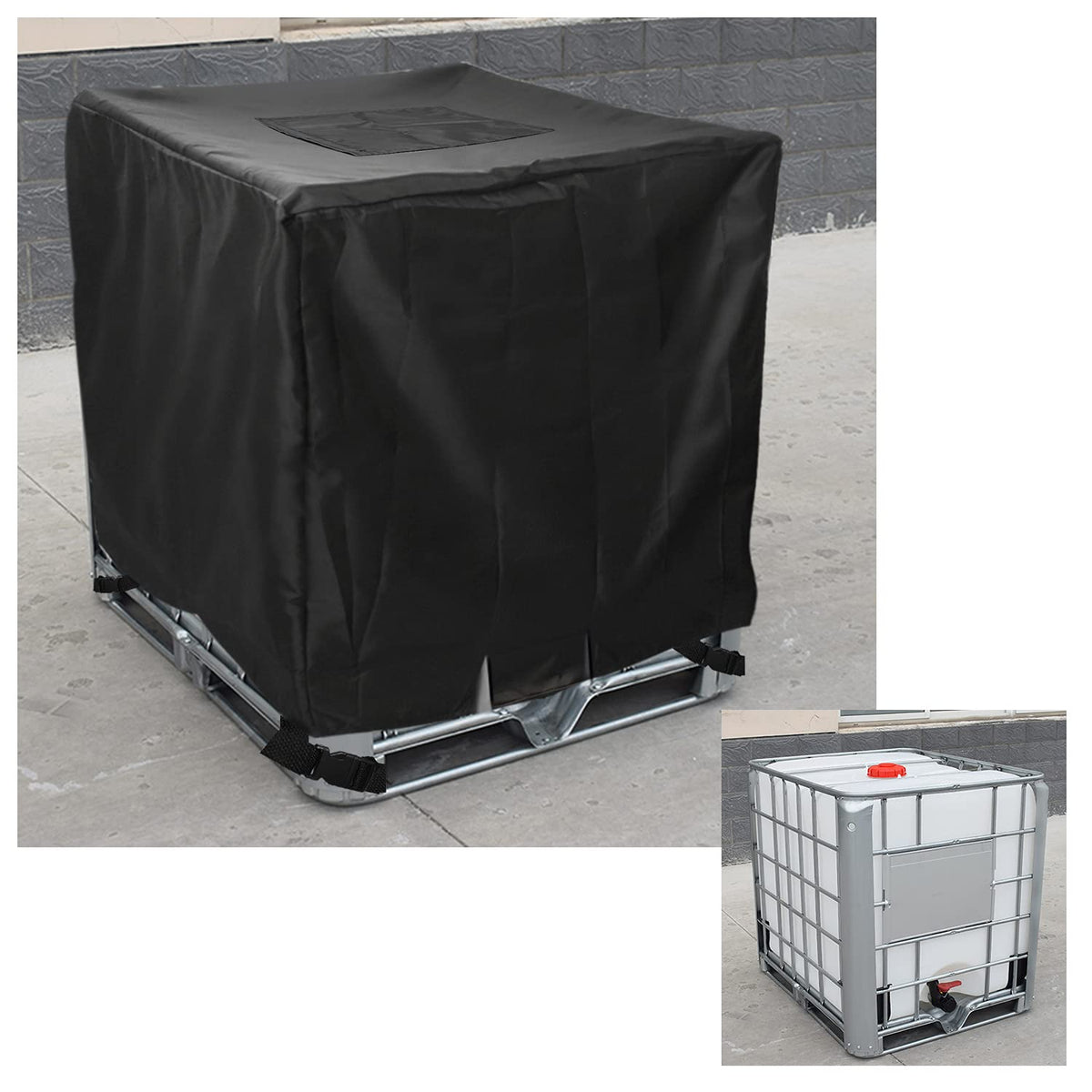 Barlic IBC tote cover outdoor heat retention for water in sun.