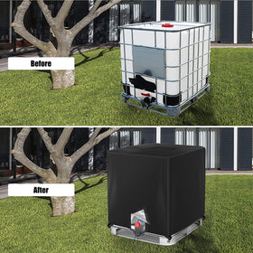 Barlic IBC tote cover 420D Oxford fabric withstands outdoor weather.