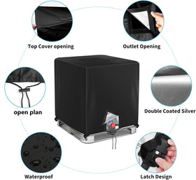 Barlic IBC tote cover top-opening design for easy access to water tank.