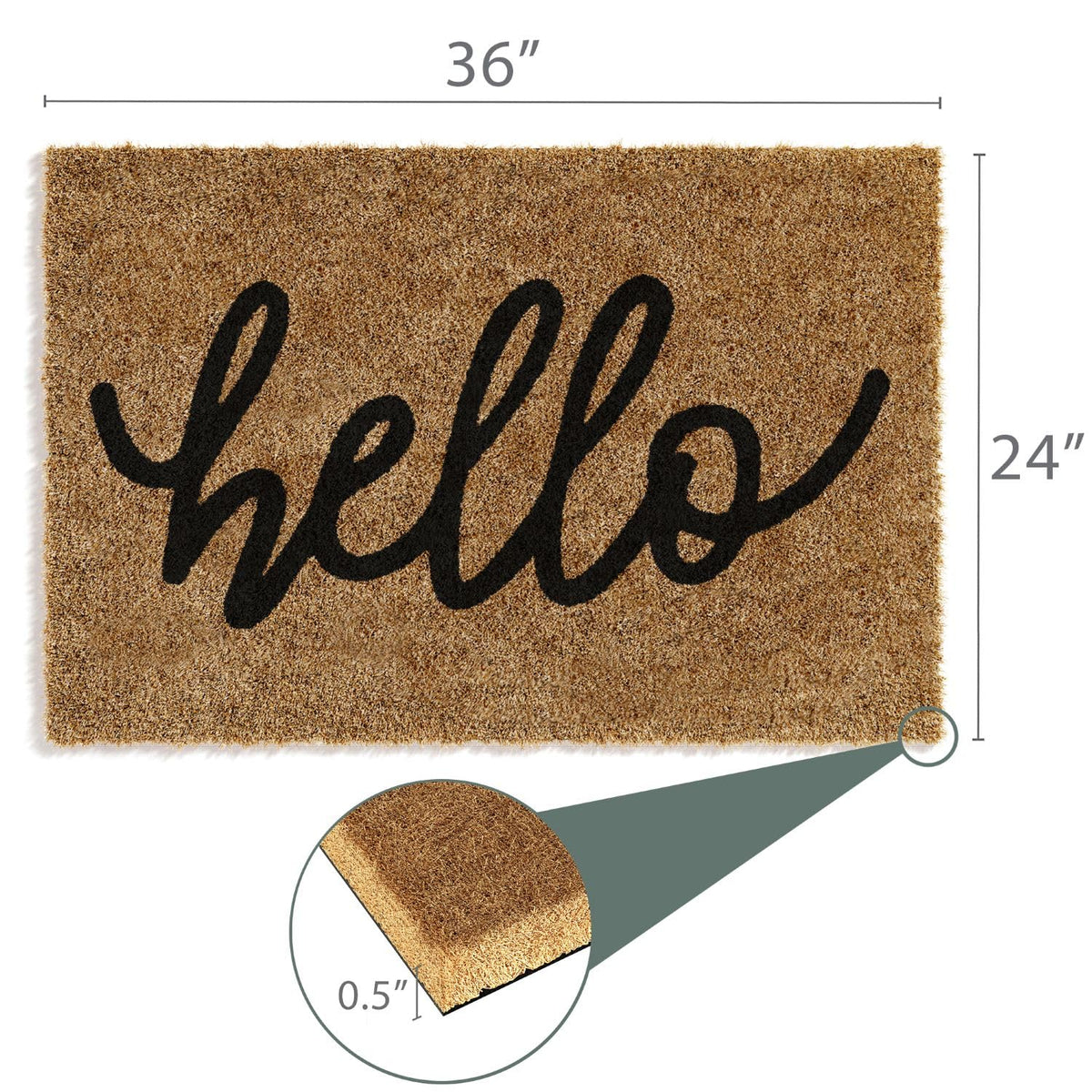 Barnyard Designs Brown Hello welcome mat, all-weather durability
