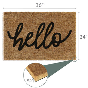 Barnyard Designs Brown Hello welcome mat, all-weather durability