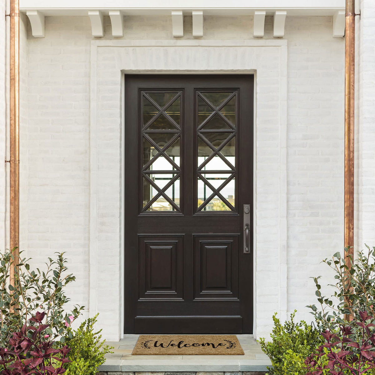 Barnyard Designs cabin or RV welcome mat adds a welcoming touch