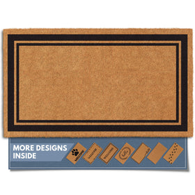 Barnyard Designs coir doormat border close-up, inviting entry and stylish curb appeal.