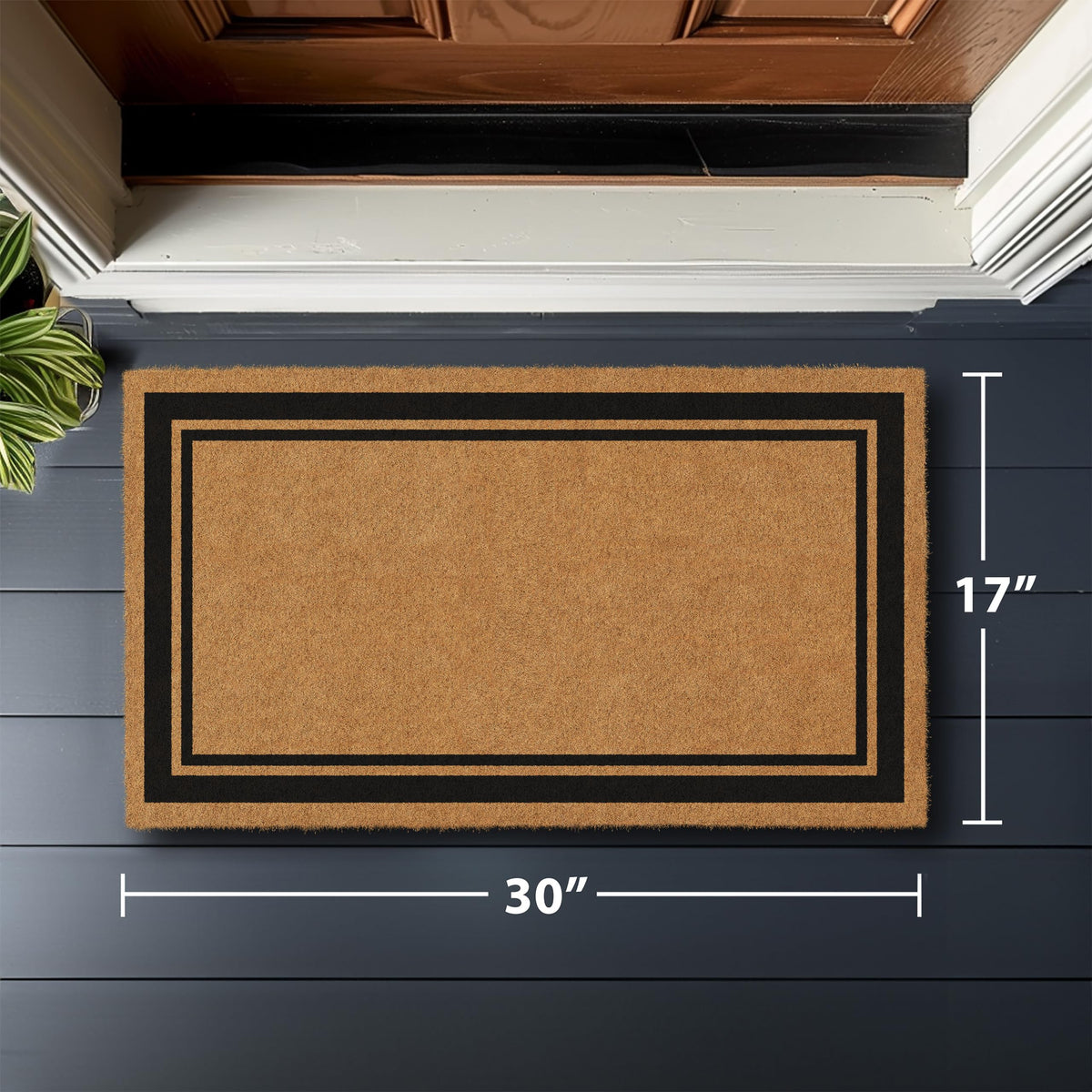 Barnyard Designs coir doormat coarse bristles scrape dirt at entry.