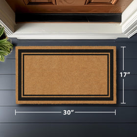 Barnyard Designs coir doormat coarse bristles scrape dirt at entry.