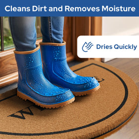 Barnyard Designs coir texture doormat with thick bristles to scrape mud and debris