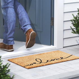 Barnyard Designs dirt-trapping doormat keeps the entry clean and tidy