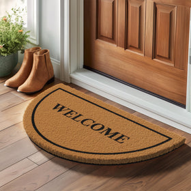 Barnyard Designs front door welcome mat in brown coco coir for outdoor entrances