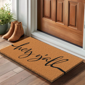 Barnyard Designs heavy-duty backing keeps the mat steady on entryways.