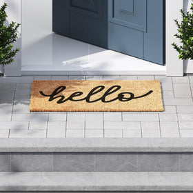 Barnyard Designs Hello Doormat with non-slip back stays put in wet weather