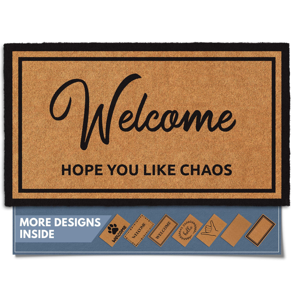 Barnyard Designs natural coco coir doormat with front-door focus provides durable entry protection.