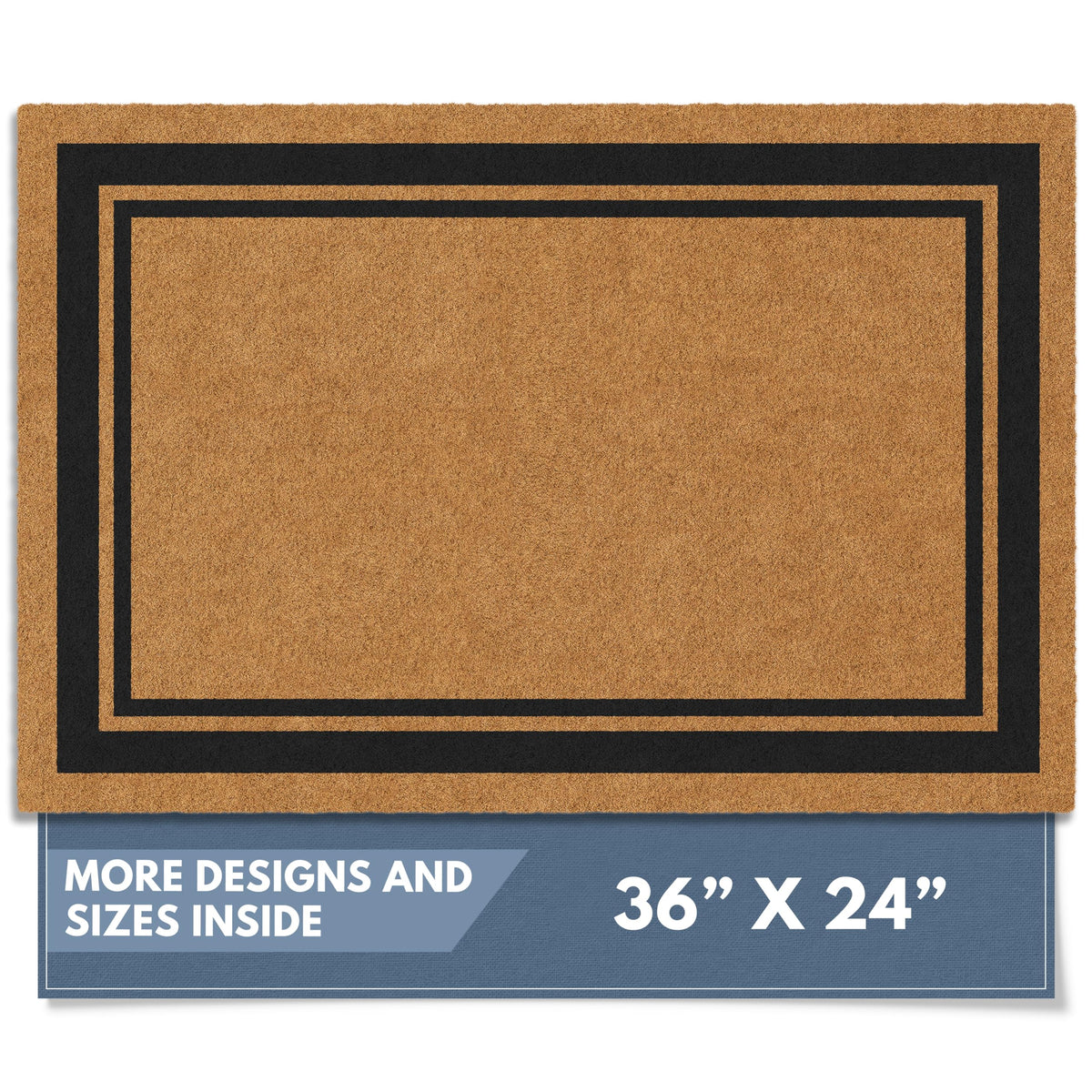 Barnyard Designs natural coir doormat with border cleans mud at the doorway